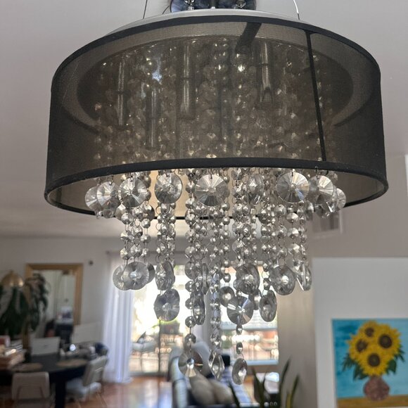 Crystal Chandelier with Black Shade - Picture 2 of 3